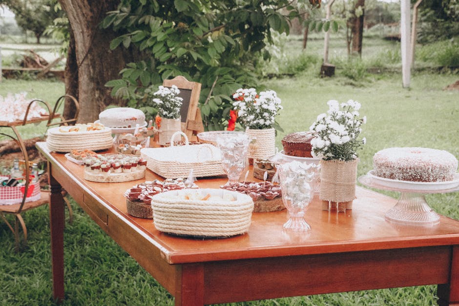 Spring garden party with soft lighting